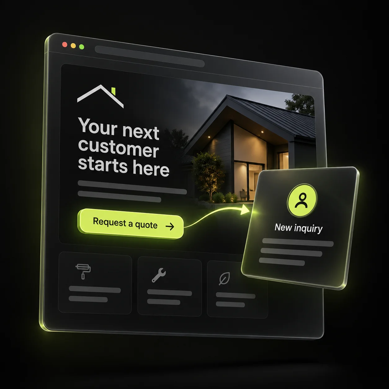 A website inquiry form connecting a visitor to a new customer conversation.